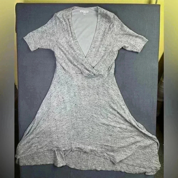 Sandra Darren Soft Flowy Dress Maxi Womens 14 plus grey heathered cute 0637 - Picture 1 of 6